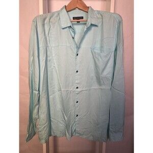 INC Macy's Shirt Mens XXL Green Blue Button-Up Long Sleeve Collared